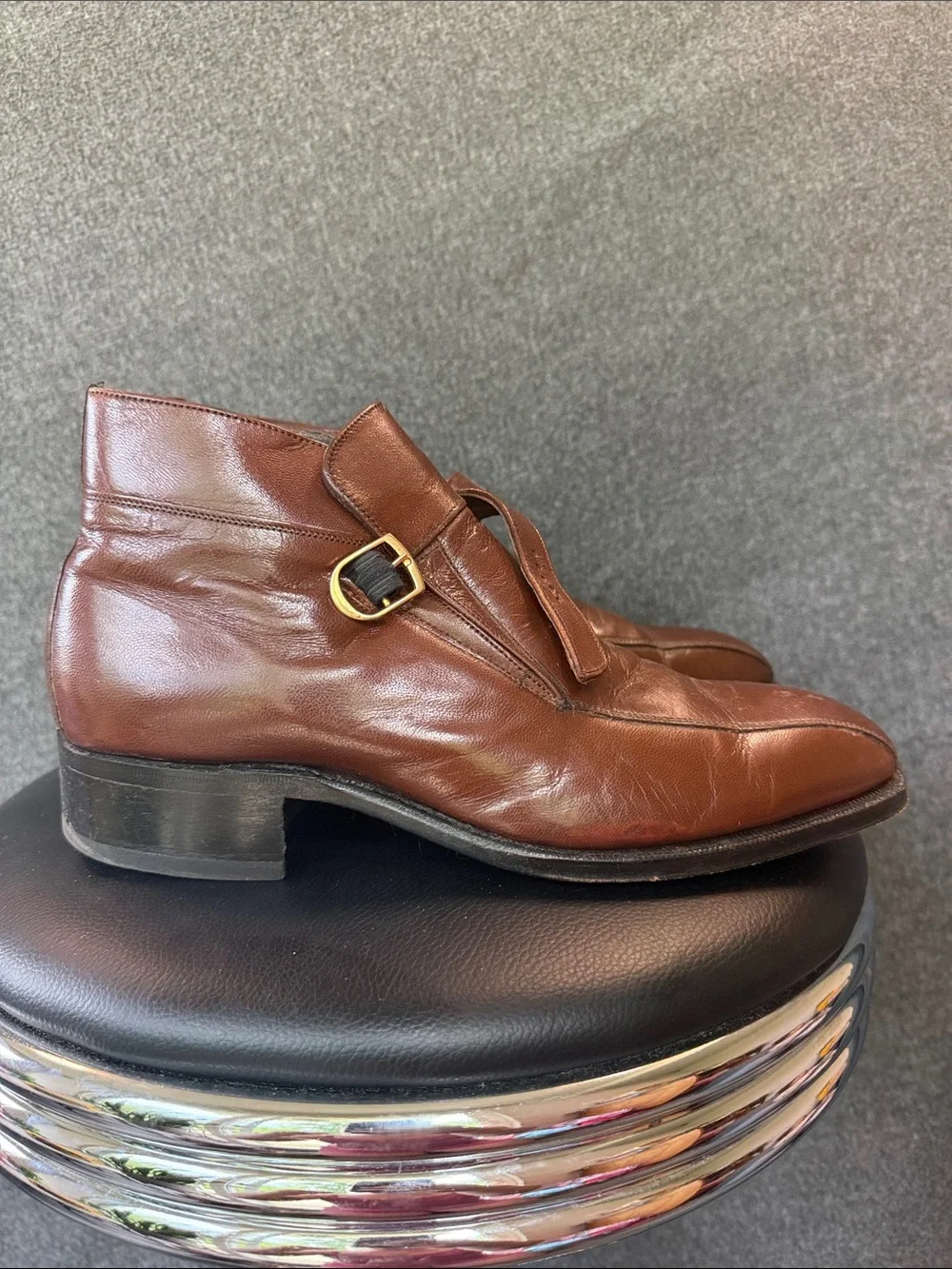 Florsheim Brown Leather Single Monk Strap Dress Shoes